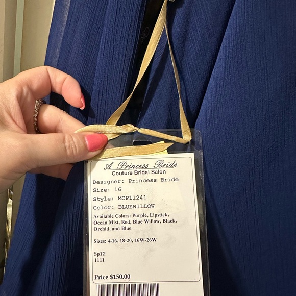 Capri By MON CHERI Evening Dress Blue Style #11248 Size 16 NWT - Picture 3 of 9